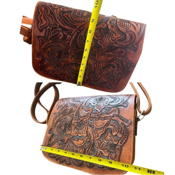 Rare💥Mauzari Sayulita Hand Tooled Leather Catalina Saddle Bag -Large - Picture 16 of 17